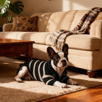 Small Dog Sweater with Zipper, Knitted Striped Pullover Dog Clothes for Cold Weather, Thick Warm Cozy Stretchy Sweater for Chihuahua, Bulldog, Dachshund, Pug(Black & White Strip, S)