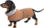 Geyecete Dachshund Sweaters for Dogs Jacket,Dachshund Coat Perfect Dog Winter Coat with Padded Fleece Lining,high Collar,Dog Snowsuit-Brown-XS
