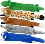 SHARLOVY Dog Squeaky Toys No Stuffing 5 Pack, Plush Crinkle Dog Toys for Large Breed, Durable Doggie Chew Cute Animals Puppy Toy for Teething