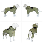 LOVELONGLONG Fleece-Lined Dog Raincoat with Removable Hood – Waterproof Winter Full Body Dog Jacket – Windproof Snowproof Cold-Weather Suit – Green-F XS