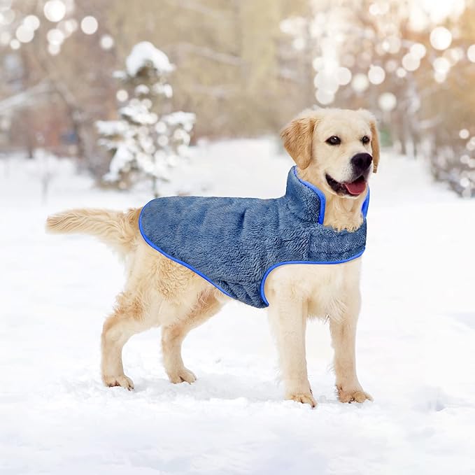 Malier Dog Winter Coat, Reversible Fleece Dog Cold Weather Coats, Windproof Warm Snow Puppy Jacket Vest Pet Clothes for Small Medium Large Dogs (X-Large, Blue)