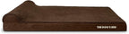 The Dog’s Bed Orthopedic Headrest Dog Bed XXL Brown Plush, Memory Foam, Pain Relief for Arthritis, Hip & Elbow Dysplasia, Post Surgery, Lameness, Waterproof Washable Cover