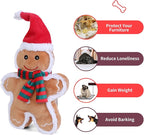 DODODOLA Squeaky Dog Toys Christmas Dog Toys with Crinkle Paper Cute Stuffed Gingerbread Man Gift Dog Plush Toys Chew Toys for Small, Medium, Large Dogs Breed