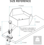 Adjustable Cat Desk Bed with Dual-Protection Locking & 360° Rotation - Super Sturd Space-Saving Perch, Easy Install Modern Design - Supports 28lbs (Walnut/Aluminum Surface)