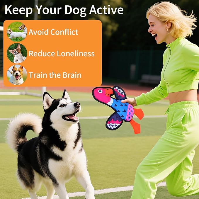 Interactive Squeaky Dog Toys,Crinkle Dog Toy to Keep Them Busy,Colorful Absurd Duck Dog Toys,Fun for Indoor Puppies,Chewing and Playing(Blue)