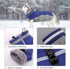 Lelepet Dog Coat Warm Dog Winter Coat Waterproof Dogs Jacket with Harness Built in Reflective Pet Fleece Vest Zip-Up Cold Weather Coats for Large Dogs Turtleneck & Windproof Coats Boxer Blue XL