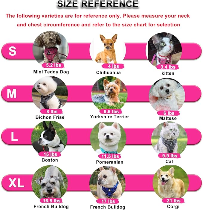 SOLMOONY Small Dog Harness,Soft Mesh Puppy Harness and Leash Set,No Escape Cat Harnesses for Training Walking,Reflective Adjustable Puppy Vest for Small Medium Dogs, Cats (Navy Blue, M)