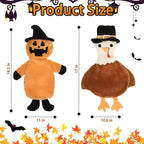 BINGPET Dog Squeaky Toys,2 Pack No Stuffing Halloween & Thanksgiving Dog Toys, Pumpkin & Turkey Interactive Plush with Squeaky Ball and Crinkle Paper, Durable Fun for Small Medium Large Dogs