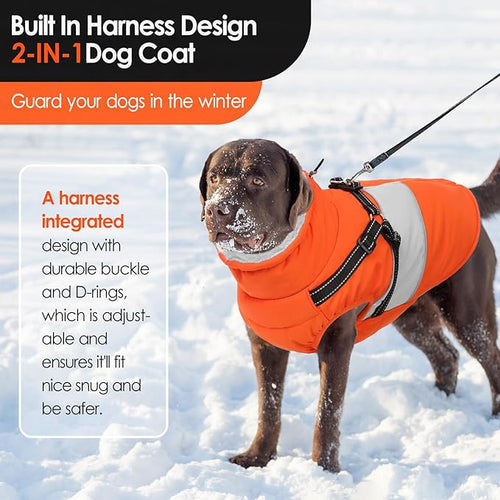 AOFITEE Small Dog Coat, Dog Winter Coat with Harness Built in, Warm Dogs Jacket with Zipper & Polar Fleece Collar, Waterproof Pet Snow Jacket Snowsuit for Schnauzer, Chihuahua Yorkshire, S