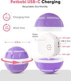Petbobi Interactive Dog Toys – USB Rechargeable Automatic Rolling Ball with LED Light, Smart Bouncing Ball for Small Medium Pets to Exercise, Durable TPU Shell, Dog Toys to Keep Them Busy, Purple