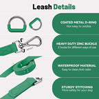Waterproof Dog Leash with Poop Bag Holder, 5FT/6FT Adjustable Length with 2 Swivel Hooks, Odor-Free & Easy-Clean Dog Lead for Large Medium Small Dogs