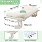 Sunhoo Cat Window Perch Hammock Sturdy Windowsill Bed Seat for Large Cats No Drilling No Suction Adjustable Kitty Shelf with Washable Cover Easy Assembly Holds up to 40 lbs 22.05 * 15 in (White, S)