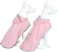 MAMORE Dog Raincoat Reversible,Waterproof Dog Rain Coat Hooded Slicker Poncho with Reflective Strip, Plaid Double Layer Rain Jacket for Small Medium Large Dogs (Pink, Small)