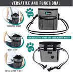 PetAmi Dog Treat Pouch, Pet Treat Pouch for Training, Dog Walking Bag Holder for Kibbles, Pet Food Toy, Dog Trainer Essentials Supplies, Poop Bag Dispenser, 3 Ways to Wear (Black Stripes)