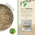 KittiKrack Rock Organic Silvervine Catnip Substitute for Cats & Kittens | All-Natural Wild Harvested Silvervine Granules | 4 Refills for TWINCRITTERS Refillable Plush Cat Toys | 10g