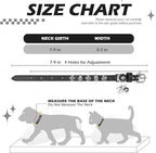 EXPAWLORER Leather Cat Collar for Girl Boy- Adjustable Pet Collar with Safety Elastic Belt,Personalized Punk Accessories Buckle Collars with Bell & Durable D-Ring, Skull(Black)