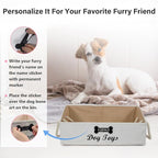 Trapezoid Fabric Dog Toy Basket with Rope Handle - Storage Organizer for Pet Toys - Personalizable - Beige