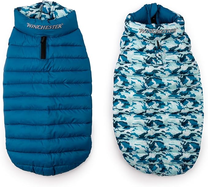 Winchester Pet Premium Reversible Dog Puffer Vest, Blue, XXL