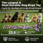 Pacific Pups Products Large Dog Rope Toy for Aggressive Chewers - 23.5" Giant Dog Tug of War Toy for Large Breeds - Durable Big Pull Rope for Teething Puppies and Heavy Duty Chewers