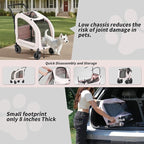 EchoSmile 4 Wheels Pet Stroller, Foldable Dog & Cat Stroller for All-Season, Lightweight Carrier with Storage Basket, Adjustable Handle, Removable Pad, Breathable Mesh, Up to 135 lbs, Pink