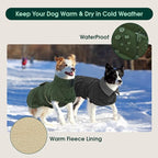 Kuoser Extra Warm Dog Jacket Windproof Cold Weather Coats for Medium Dogs, Fleece Lining Turtleneck Dog Coat Quilted Pet Christmas Winter Snow Suit with Reflective Strips, Dark Grey M