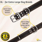 ADITYNA Heavy-Duty Leather Dog Collar for Extra-Large Dogs - Soft Padded for Comfort - Big Black Dog Collar for Walking, Training, and Hiking