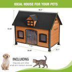 GUTINNEEN Dog House Outdoor with Strong Metal Frame Dog Kennel for Small to Medium Dogs Puppy Cage for Winter Weatherproof