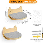 2 Pcs Cat Wall Steps – Indoor Premium Hardwood Cat Stairs – Cat Wall Shelves with Scratching Pads – Modern Wall Mounted Furniture for Climbing, Jumping & Lounging - for Large Cats