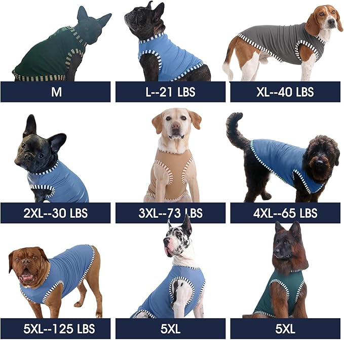 IECOii 2 Pack Sleeveless Dog Tees Shirt | Comfortable & Lightweight Fabric, Easy On/Off for Active Dogs, Khaki+Green, L