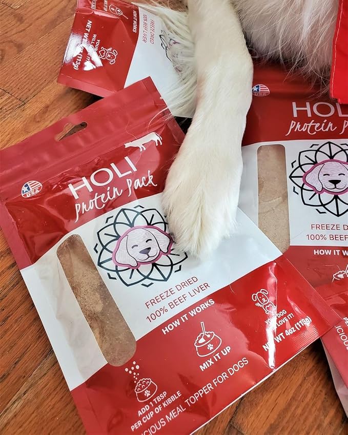 HOLI Beef Liver Dog Food Topper - Single Ingredient, Human-Grade - Freeze Dried Dog Food Flavor Enhancer for Picky Dogs – Grain Free – 100% All Natural - 8oz