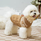 Warm Winter Dog Sweater - Cold Weather Pet Clothes for Small Medium Large Dogs Indoor Outdoor, Soft Classic Knit Puppy Apparel, Khaki, SM