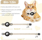 PUPTECK Airtag Cat Collar Breakaway 2 Pack with Bells, Reflective Kitten Collar with Air Tag Holder for Boy Girl Kitty and Puppies, Soft, Black & Beige