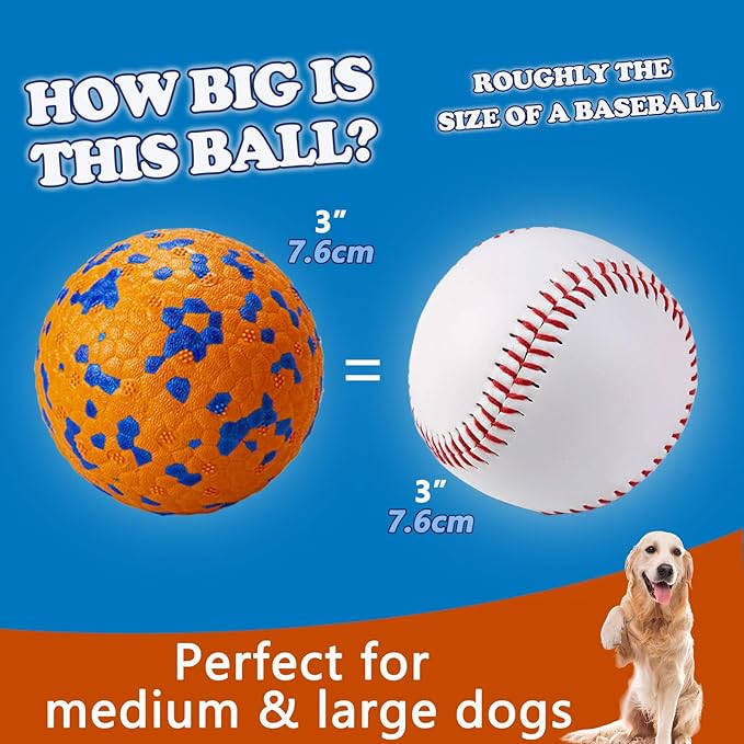 4Pcs Super Bouncy Dog Balls, Fun Indestructible Tennis Balls for Aggressive Chewers, Durable Floating Fetch Toys for Medium and Large Dogs with Lifetime Replacement