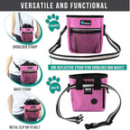 PetAmi Dog Treat Pouch, Pet Treat Pouch for Training, Dog Walking Bag Holder for Kibbles, Pet Food Toy, Dog Trainer Essentials Supplies, Poop Bag Dispenser, 3 Ways to Wear (Pink)