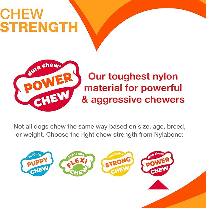 Nylabone Cheese Bone Power Chew Toy for Dogs, Cute Dog Toys for Aggressive Chewers, Cheese Flavor, X-Large Dogs - 50+ lbs, 1 Count