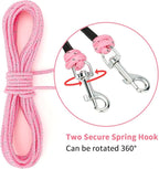 Rypet Reflective Cat Long Leash 15 FT Escape Proof Walking Leads Yard Long Leashes Durable Safe Personalized Extender Leash Traning Play Outdoor for Kitten, Puppy, Rabbit and Small Animals(Pink-S)