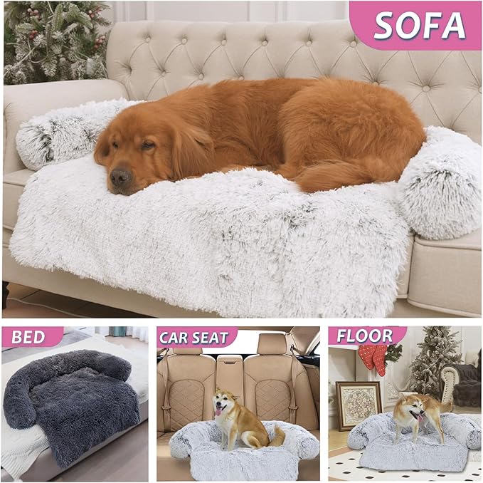 Tinaco Luxurious Calming Dogs/Cats Bed Mats, Dog Pad Washable Removable Couch Cover, Plush Long Fur Mat for Pets, Waterproof Lining, Perfect for Small, Medium and Large Dogs and Cats (Pink, 36"x31")