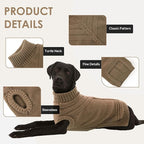 Dog Sweaters for Large Dogs Male Female Pet Knitwear Classic Puppy Warm Pullover Turtleneck Cold Weather Clothes for Labrador(Brown, 2XL)