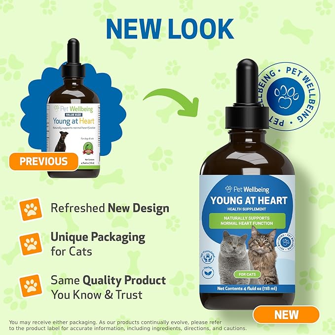 Pet Wellbeing Young at Heart for Cats - Vet-Formulated - Heart Health, Circulatory & Cardiovascular System, Hawthorn, Motherwort, Schisandra - Holistic Supplement 4 oz (118 ml)