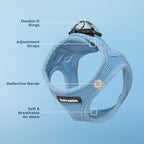 Best Pet Supplies Voyager Step-in Air Harness - All Weather Mesh, Reflective, No Pull Harness for Dogs, Cats - Secure with Hook & Loop Fastener, Buckle, Double D-Rings - Baby Blue, XS