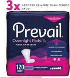 Prevail Proven - Incontinence Bladder Control Pads - Bladder Leak Pads - Overnight Absorbency, 120 Count (4 Packs of 30)