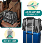 PetAmi Airline Approved Pet Carrier for Cat, Soft Sided Dog Carrier for Small Dog, Cat Travel Supplies Accessories Indoor Cat, Ventilated Pet Carrying Bag Medium Large Kitten Puppy, Large Heather Gray