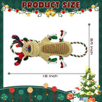 Christmas Squeaky Reindeer Dog Toys- Rope Tug of War Dog Toy for Puppy- Keep Them Busy and Entertained- Chew Toys for Medium & Large Breeds