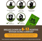 Doggy Do Good Poop Waste Bags, Unscented USDA Certified Biobased, Leak Proof, Certified Home Compostable, 10 Bags with Premium Dispenser