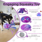 Clairooo Squeaky Dog Toys, Colorful Crinkle Octopus, Plush Dog Toys for Chewing, Interactive, Soft Fabric for Small, Medium & Large Dogs, Daily Companionship, Training Reward, (Yellow)
