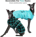 PAWZ Road Dog Winter Coat with 5 Layers Warm Material, Reversible Dog Clothes with 2 Sides, Dog Jacket Outdoor Water Repellent, (Green Plaid 3XL)