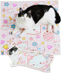 Cat Grooming Wrap for Cutting Nails, 31.5" Anti-Escape Calming Cat Swaddle Wrap for Medicine, Nail Clipping, Teeth Brushing, Ear Cleaning, Self-Adherent Burrito Restraint, (Happy Kitty, XL)