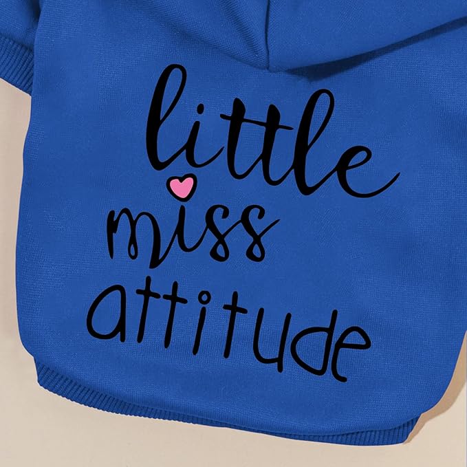 Cat Hoodies for Cats Puppy Pet Clothes Cat Apparel Little Miss Attitude Print Dog Hoodie for Small Medium Dogs Outfits for Kittens(Royal Blue,L)