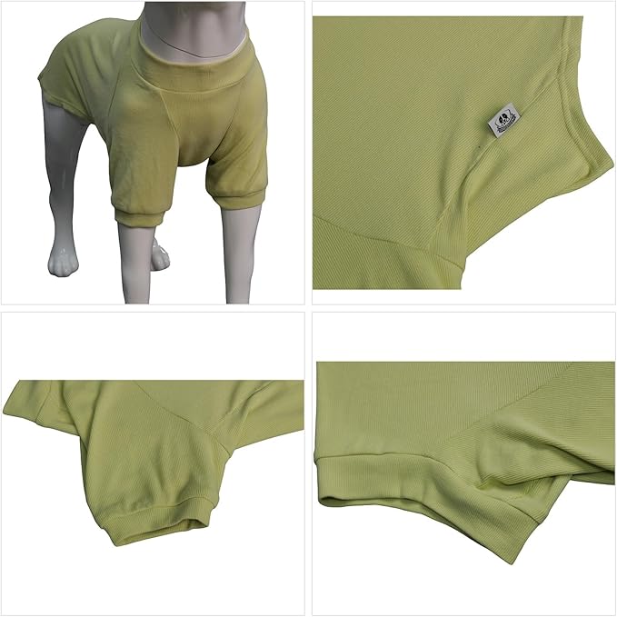 Lovelonglong Ribbed Dog T-Shirt Cotton Knitted Dog Sweaters for All Season Pet T-Shirts for Large Medium Small Dogs Chartreuse M