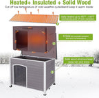 GUTINNEEN Heated Dog House Outdoor 43.3" Large Dog Kennel with Metal Frame Insulated Dog Crate Cage for Large Dogs Outside with Heater and Insulated Liner, Grey